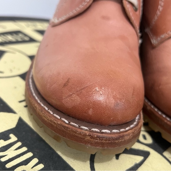 Frye Sabrina 6G Lace Up Tan Leather Combat Boots Vintage Women’s Size 8 M - Picture 5 of 13